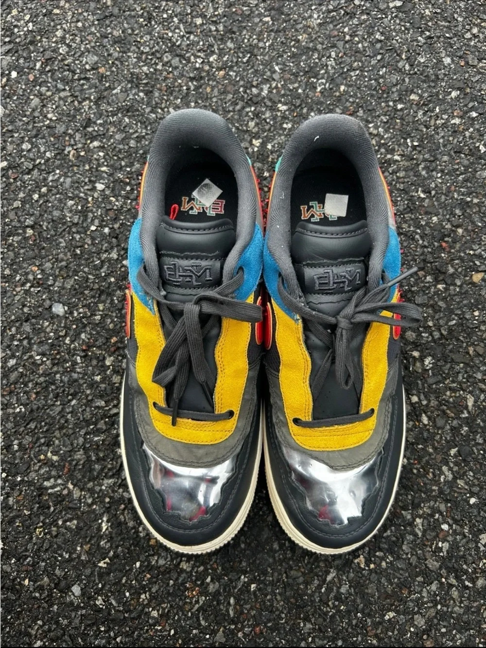 Nike Men's Multicolor Low-Top Sneakers - Black, Red, Yellow, Blue, Teal
